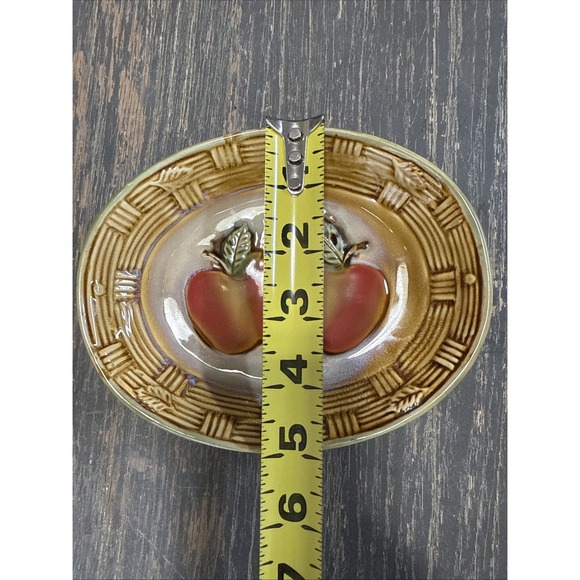 Apple Ceramic Fruit Trinket or Soap Dish Fall Colors 6.5"x5" - Picture 4 of 4